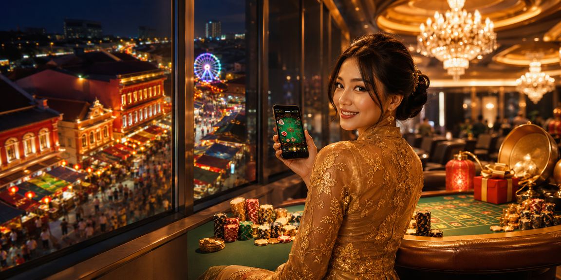Pemain poker berbaju kebaya di Melaka sedang bermain permainan kad dalam talian